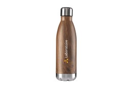 TOPLA Holz Wasserflasche 500 ml:   Doppelwandige, rostfreie Wasserflasche. Mit tropfsicherem Schraubdeckel. Edl