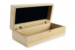BAMBUS Brillen Box:   Box aus Bambus, Echtholz, Deckel und Boden schwarz ausgelegt, einzeln im Pol