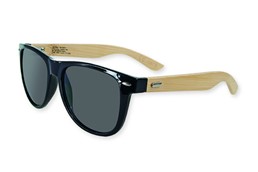 BAMBUS Holz-Sonnenbrille:   Sonnenbrille mit Bügel aus echtem Bambusholz, Rahmen aus schwarzem Kunststof